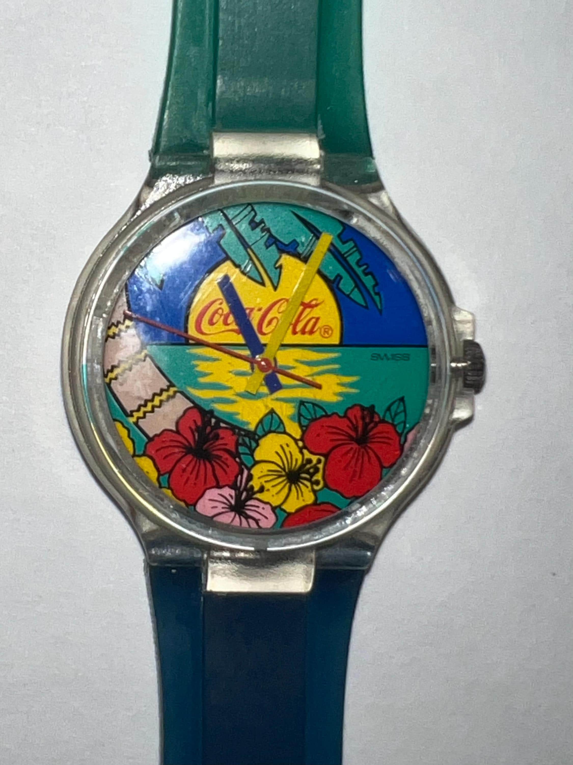Vintage Coca Cola Hibiscus Watch- Swiss Made by Swatch 1980's