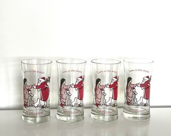 Holly Hobbie set of 4 Christmas Glasses by American Greetings Corp.