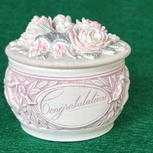 Vintage Handcast Designs Ltd ceramic Congratulations Wedding trinket box