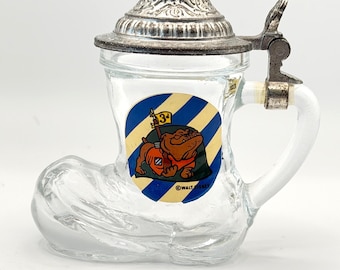 Bierseidel miniature BMF en verre avec Rocky le bouledogue - Mascotte Disney pour la 3e division d'infanterie de l'armée américaine