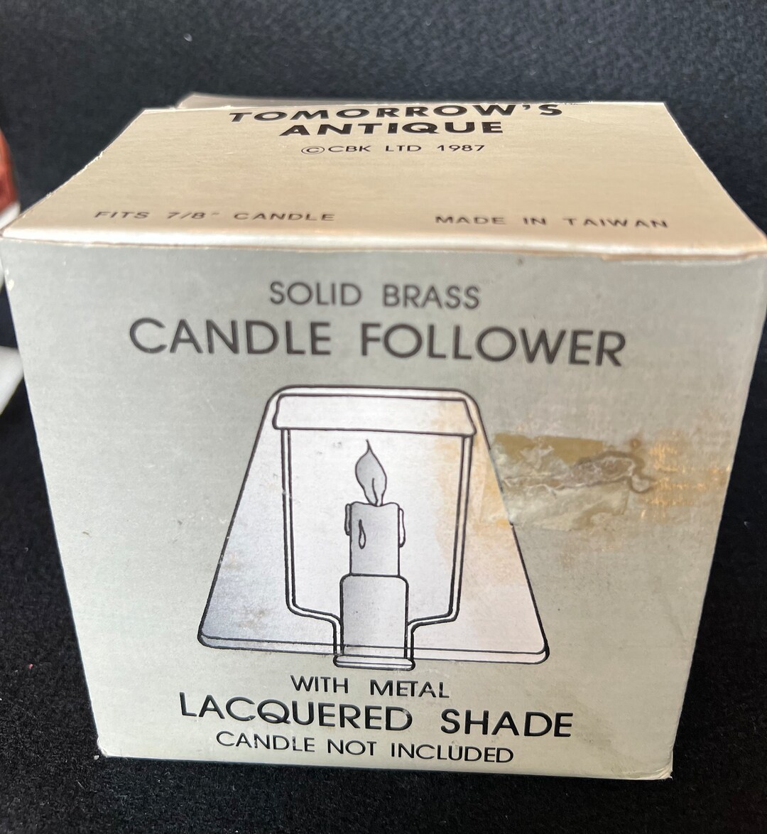 Vintage Solid Brass Candle Follower With Metal Lacquered Shade Etsy