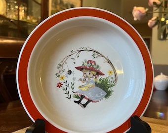 Little Miss Muffet Nursery Rhyme bowl -Alpine White Ironstone Wood & Sons England