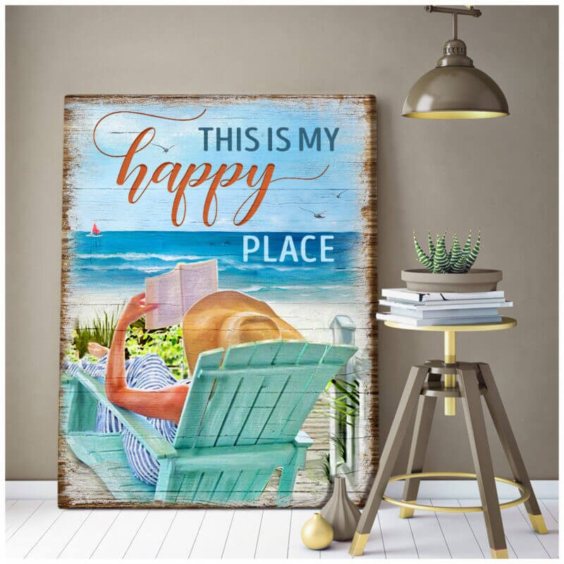Happy Place Beach Canvas Wall Art Decor This Is My Happy Etsy
