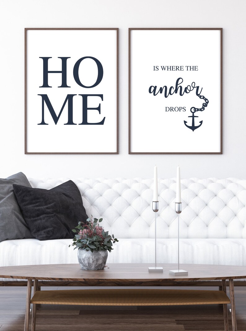 Home is Where the Anchor Drops Printable Home Decor Nautical Etsy
