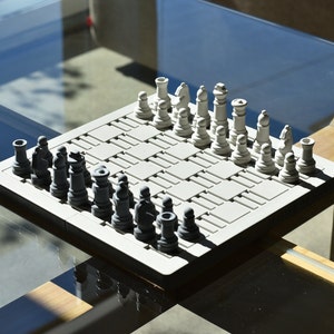 Concrete Chess Set - Handmade Chess Board with Pieces - Made in Montreal