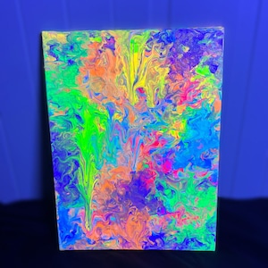 Blacklight Neon Rainbow Drip Effect Acrylic Painting