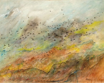 Fall Migration (12x16) - Watercolor, Watercolor painting, Fine art print