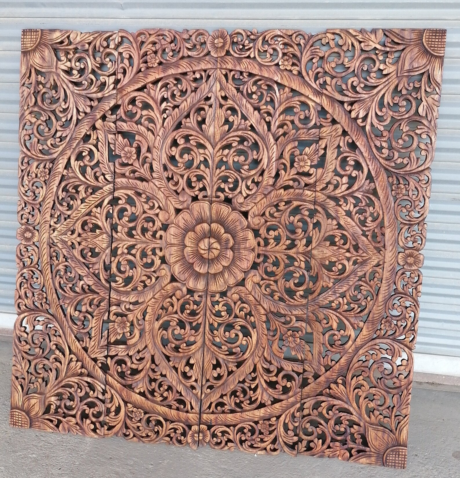 Balinese Wood Carved Headboard Wood Carving Panel 120 x 120 Cm | Etsy