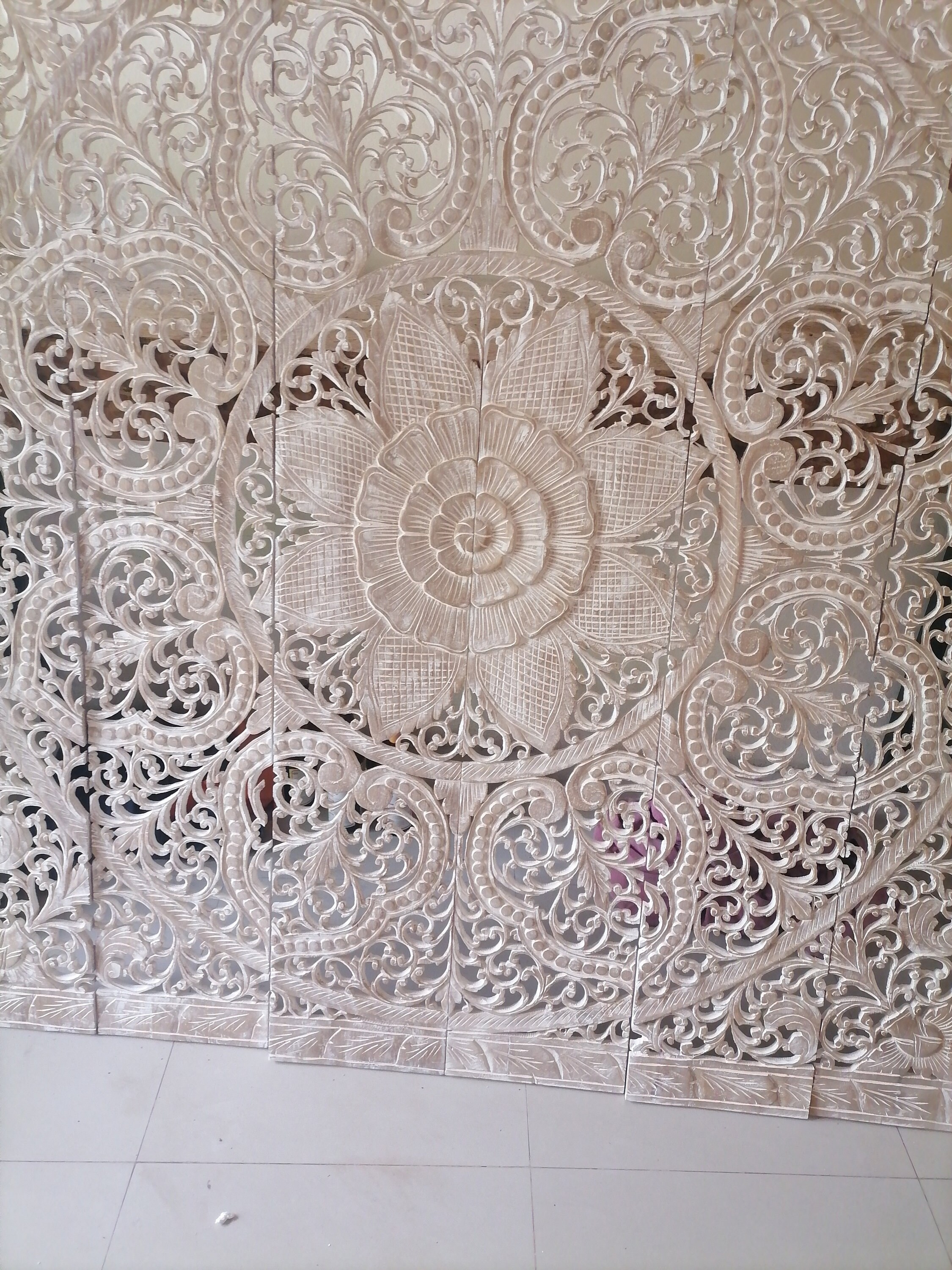 Mandala Headboard King Wooden Panel 180 x 180 Cm White Wash Etsy