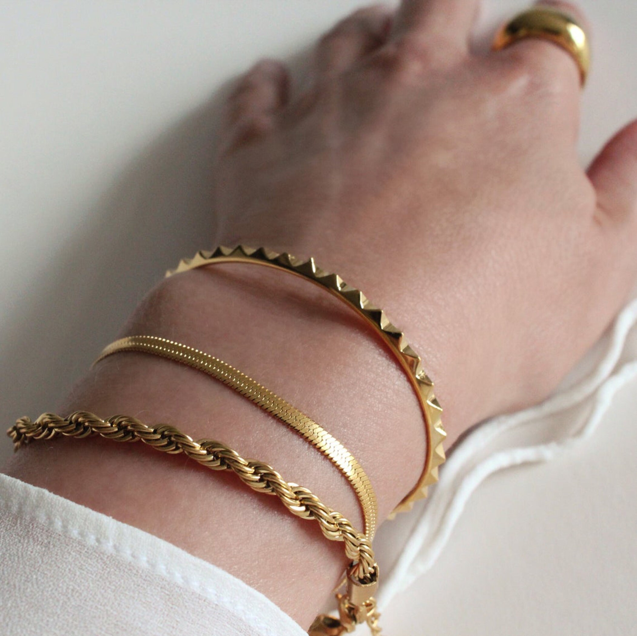 Gold Snake Bracelet Gold Herringbone Bracelet Gold Chain | Etsy