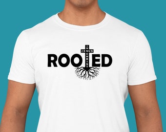 Rooted In Jesus Christ T shirt l Bible Verse Shirt, Faith Shirt, Jesus T shirt, Christian Tee, Religious T shirt, Inspirational Shirt