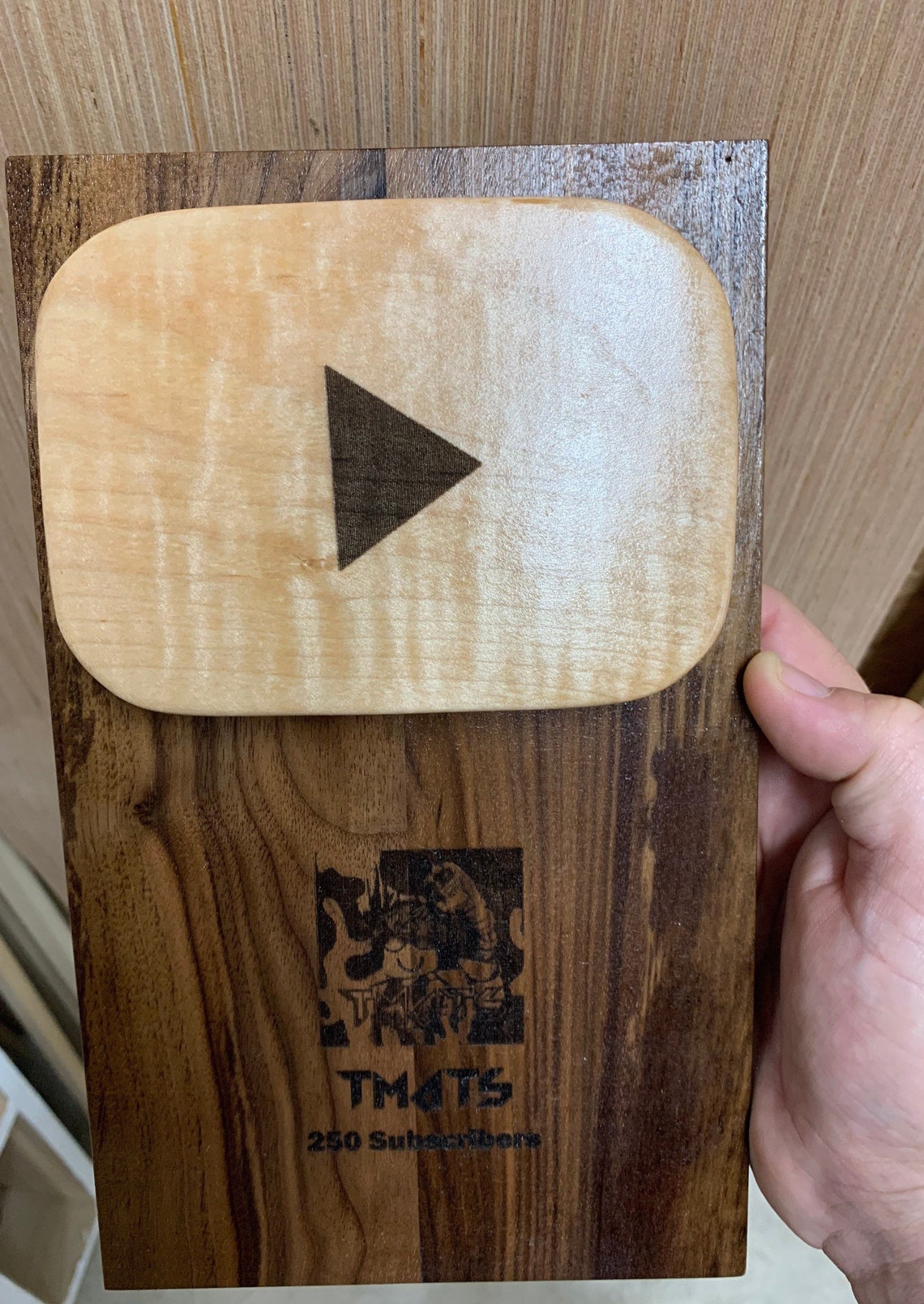 Handmade Personalized YouTube Subscriber Plaque Walnut and Etsy