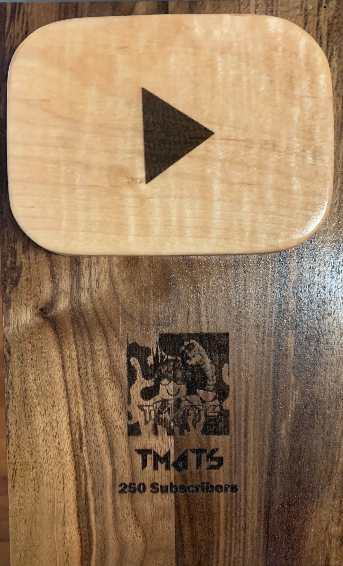 Handmade Personalized YouTube Subscriber Plaque Walnut and Etsy