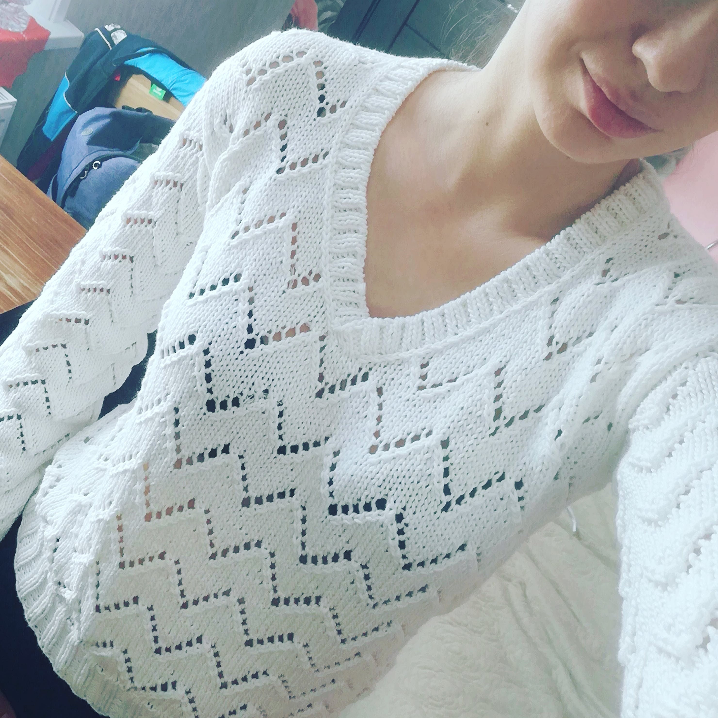 White knit sweater Etsy