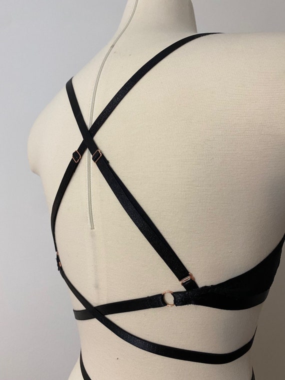 MARGH 100 bralette de tela encaje recuperado correas de hombro convertibles envoltura alrededor de la correa banda hecha a mano sostenible