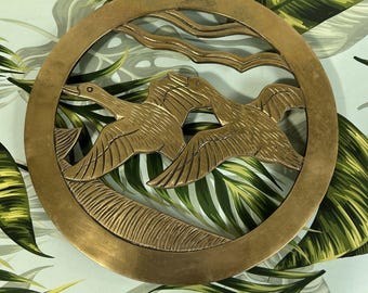 Vintage MCM Penco Flying Geese Ducks Brass Trivet Mid Century Modern