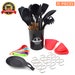 Silicone Kitchen Utensils Set for cooking 31-Piece with holder High Heat Resistance Silicone Kitchen Gadgets Wooden Handle spoons 