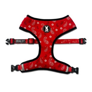 Red Paisley Cow Print Dog Harness - Breathable, Adjustable afbeelding 4