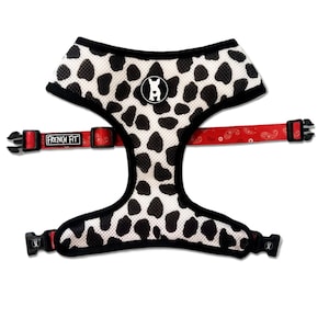 Red Paisley Cow Print Reversible Dog Harness Neoprene Double Padded Breathable Mesh Quick Dry Animal Print Comfort Fit