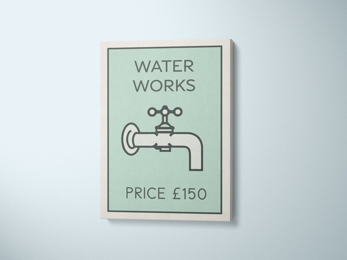 Water Works Monopoly Card Monopoly board Custom Monopoly Etsy
