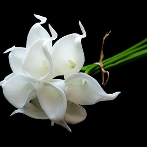 Real touch white artificial calla lilies  Wedding bouquet  Bride&#39;s hand bouquet