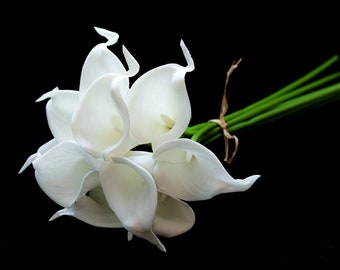 Real touch white artificial calla lilies  Wedding bouquet  Bride's hand bouquet