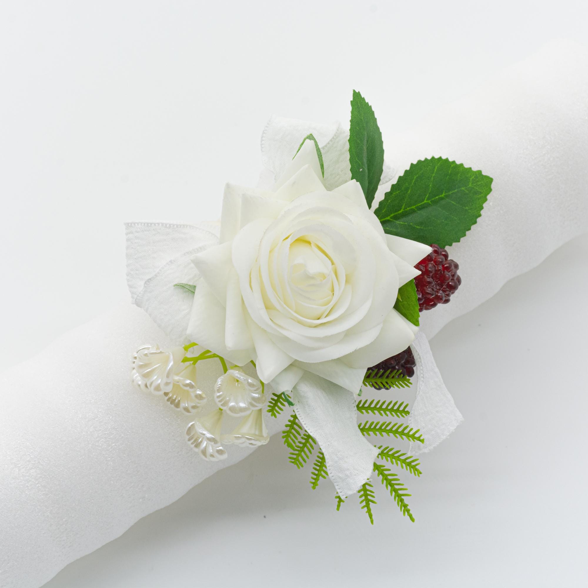 Authentic touch of white rose wrist flower  Wedding decoration