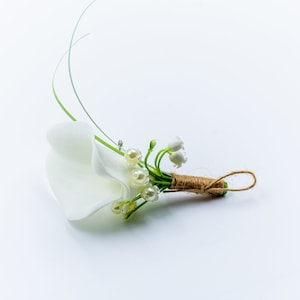 Real touch white calla lily corsage  Wedding boutonnieres Buttonholes