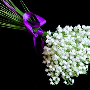 7 Stems real touch artificial white lily of the valley bouquet  Wedding decoration flowers   White bridal bouquet