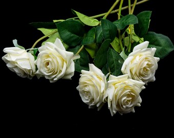 Artificial ivory roses for real touch Wedding flowers Home decoration