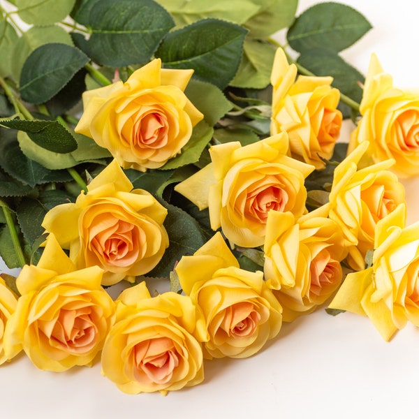 Real Touch Yellow Rose  Perfect Artificial Flower for Wedding Bouquets and Decor