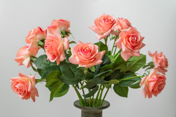 Real Touch Rose: Deep Pink Silk Flower Arrangement (16 Inch)