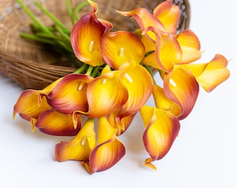 Autumn Orange Calla Lily, Real Touch PU Artificial Flower