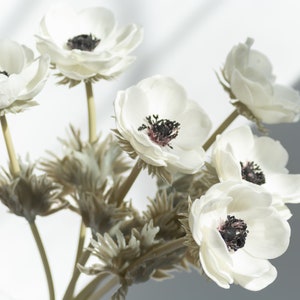 White pu anemone flower. Real touch flowers. Artificial flowers. Wedding decoration.