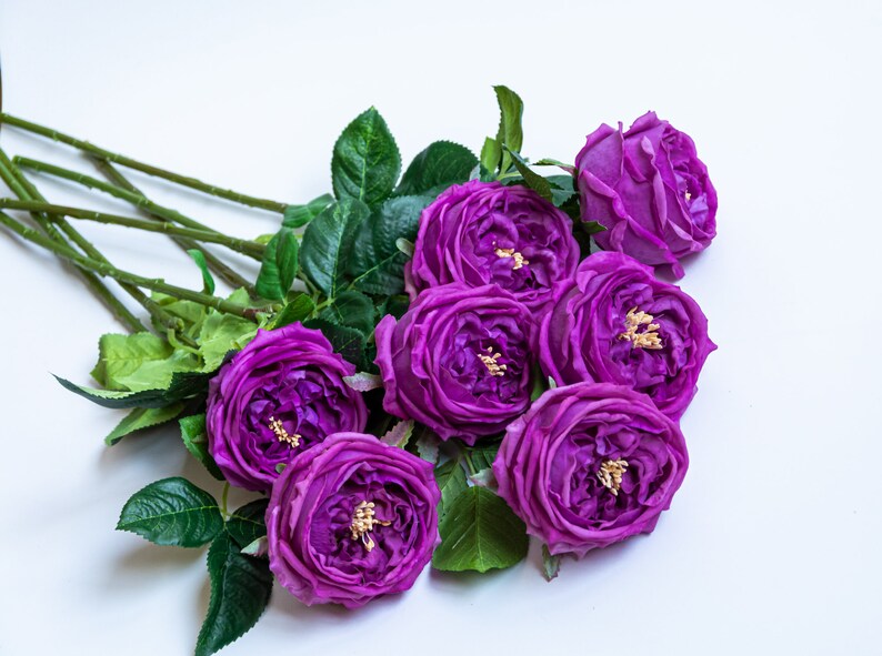 Real Touch Purple Roses. Artificial Austin Rose. Wedding Etsy