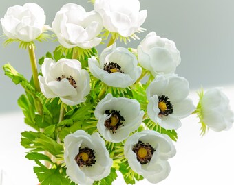 White pu anemone flower  Real touch flowers  Artificial flowers for the wedding