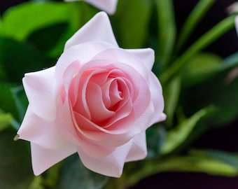 Real touch pink roses.Wedding home floral arrangement. Artificial silk flower. DIY bridal bouquet.