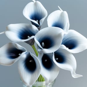 Navy Blue PU Calla Lily  Real touch artificial flowers  DIY bridal bouquet  Bridesmaid bouquet  Wedding family flower arrangement.