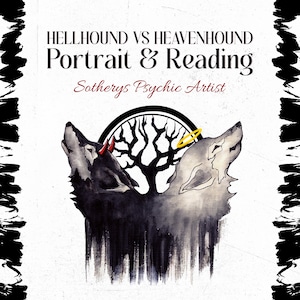 Retrato de Sabueso Espiritual y Lectura Psíquica / Ilustración de Sabueso Celestial y Sabueso Infernal / Descarga Digital de Animales de Poder por Sotherys