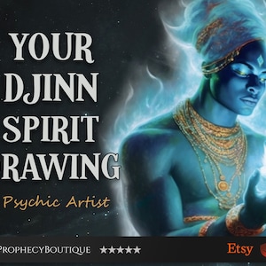 The Secret of the Genie&#39;s Lamp | Portrait of Your Arabic Djinn Spirit Companion | Commissioned Art & Guided Reading for Love and Career