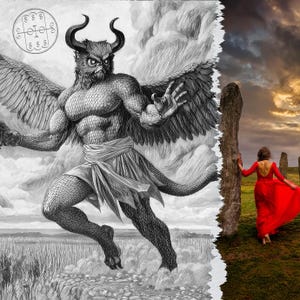 Ars Goetia Demon Portrait & Psychic Reading | Dark Art and Personalized Digital PDF Report by Sotherys B&W Drawing+ Reading