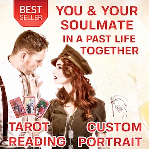 Were You Lovers in Another Lifetime? | Romantic Past Life Tarot & Soulmate Portrait | Artistic Couple Portrait Gift and Life Story
