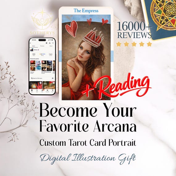 Custom Tarot Card Illustration | Become Your Arcana, Personalized Portrait & Reading (Digital PDF)