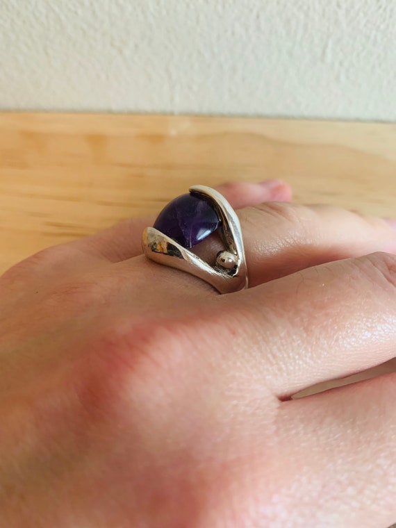 Amethyst Cabochon silver Ring - image 1