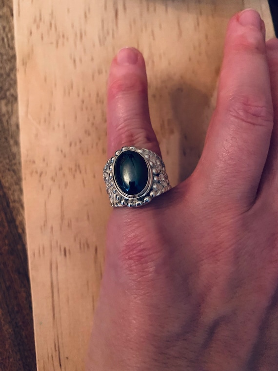 Hematite Cabochon Sterling Silver Ring - image 2