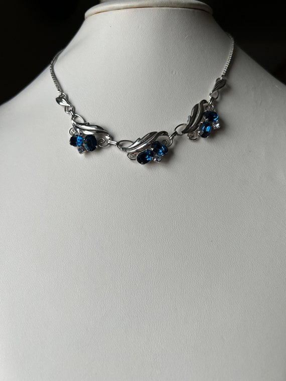 Sterling Silver Faux Sapphire 16" neck - image 1