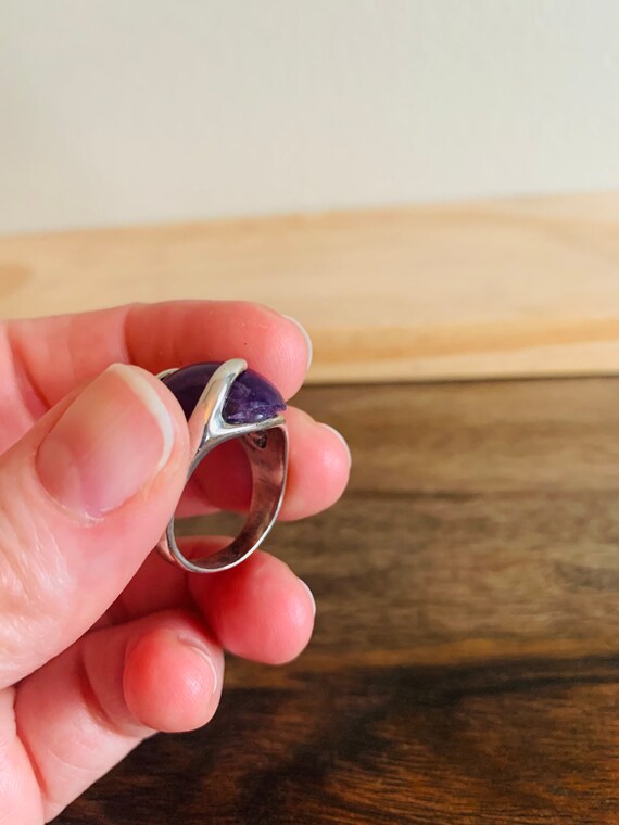 Amethyst Cabochon silver Ring - image 8