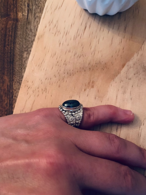 Hematite Cabochon Sterling Silver Ring - image 1