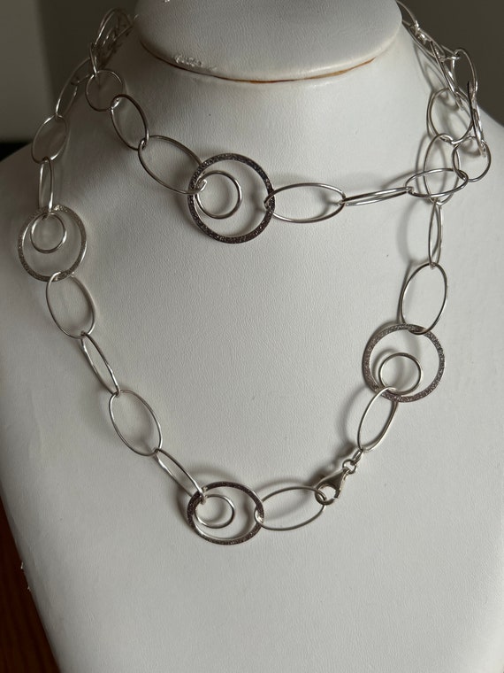 36" sterling silver open link chain - image 1