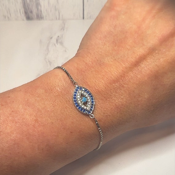 Sterling silver evil eye bracelet